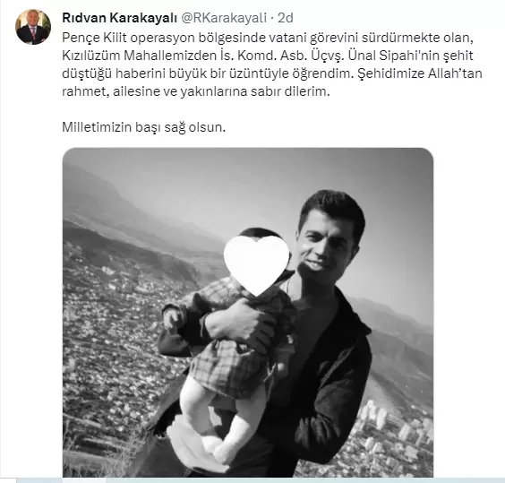 Pençe Kilit Operasyon bölgesinden acı haber geldi. İstihkam Komando Astsubay Üstçavuş Ünal Sipahi şehit düştü.