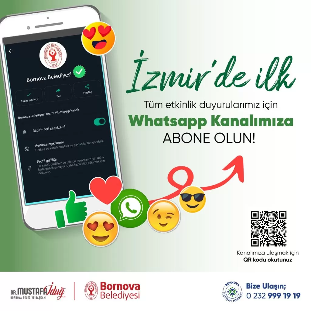 Bornova Belediyesi, WhatsApp'ın yeni hizmetini de devreye soktu. WhatsApp kanalını açan belediye, çalışmalarını ve duyuruları buradan da yapacak.