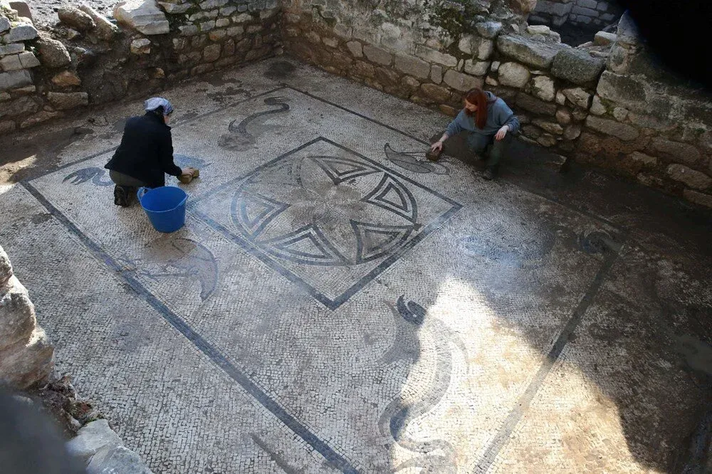 Muğla'daki Herakleia Antik Kenti'nde yapılan kazılarda, bir Roma hamamında timsah ve flamingo figürlü mozaikler bulundu. Mozaiklerin, bölgede yaşamayan timsahları tasvir etmesi dikkat çekiyor.